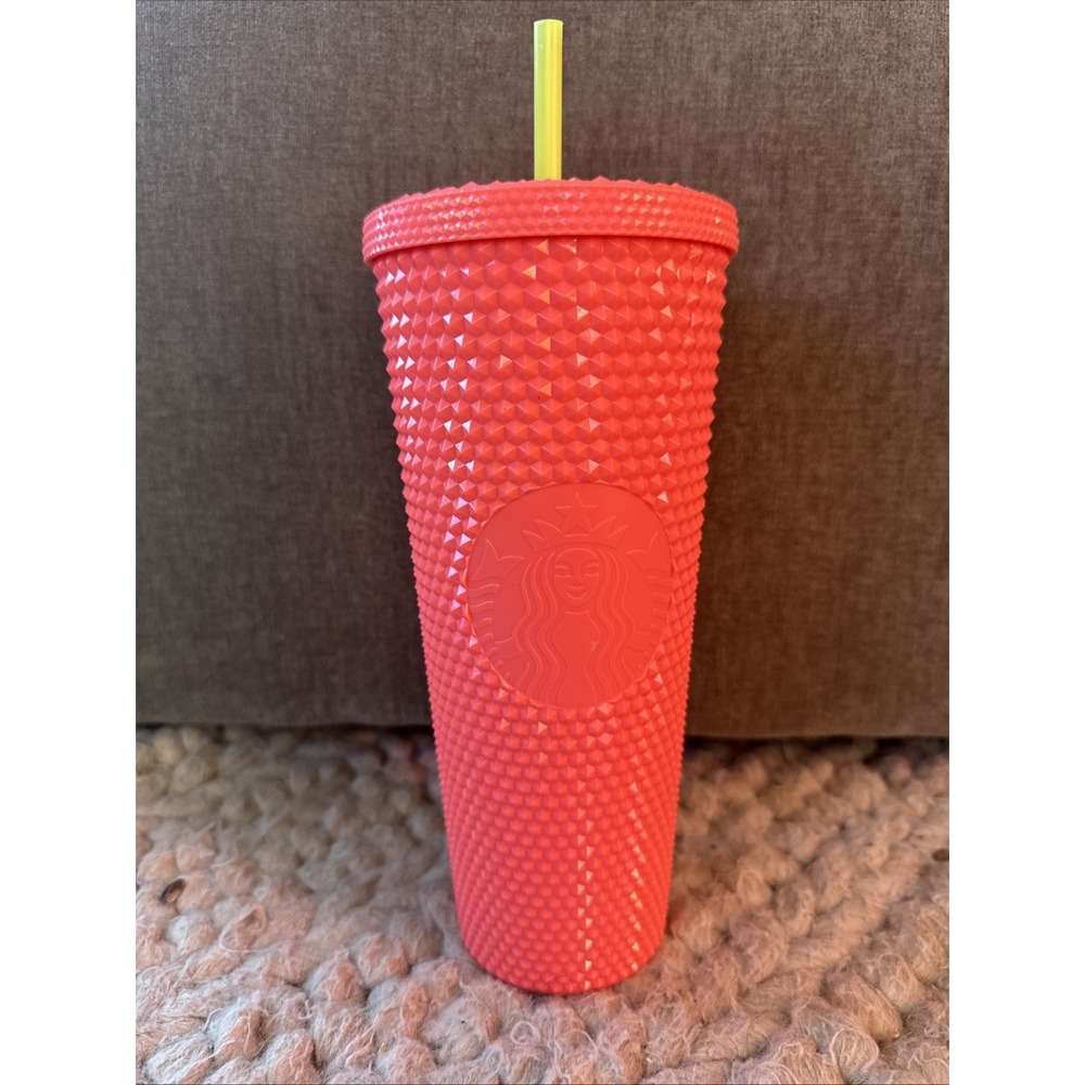 Starbucks Venti 2022 Summer Studded Dragon Fruit Tumbler‎ 24oz Coral Pink
